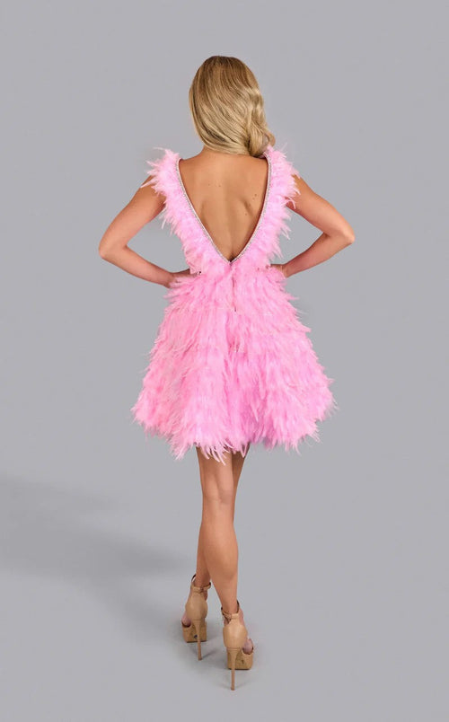 Jessica Angel JA2579 Sleeveless Fitted Mini Feather Homecoming Dress