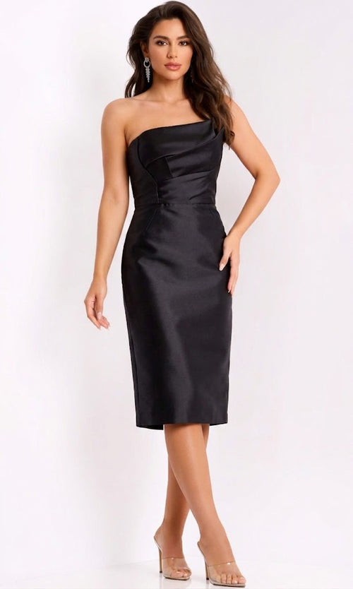 Asymmetrical Sheath Dress in Black by Jovani 44530