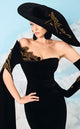 Fouad Sarkis 2606 Black Velvet Gown with Embellished Cape Sleeves