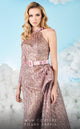 Fouad Sarkis 2609 One-Shoulder Sequin Gown in Pink by MNM Couture
