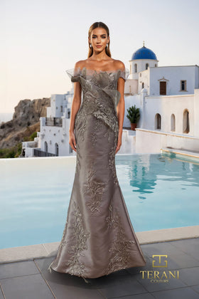 Terani Couture 261E6270 Elegant Glamorous Evening Mermaid Beaded Stretch Mikado Dress