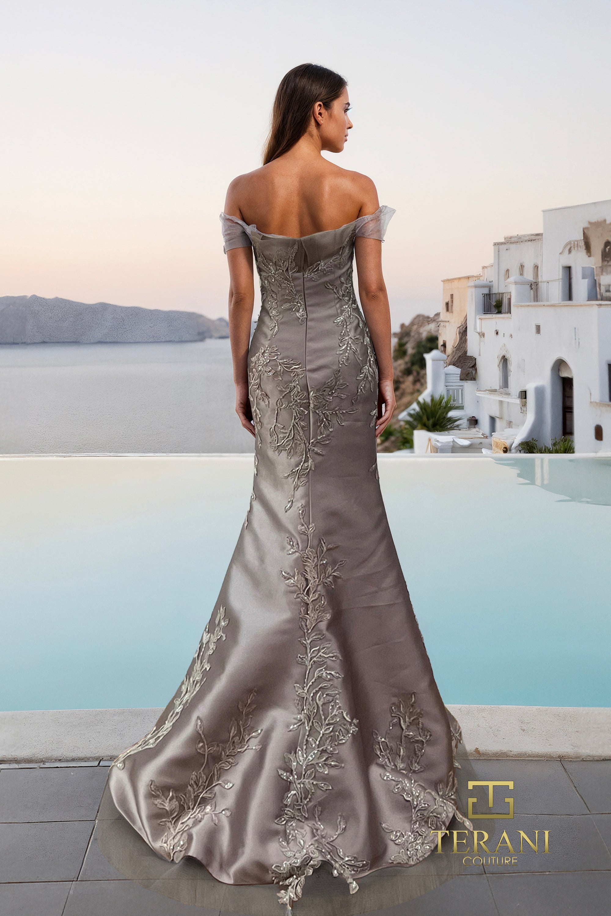 Terani Couture 261E6270 Elegant Glamorous Evening Mermaid Beaded Stretch Mikado Dress