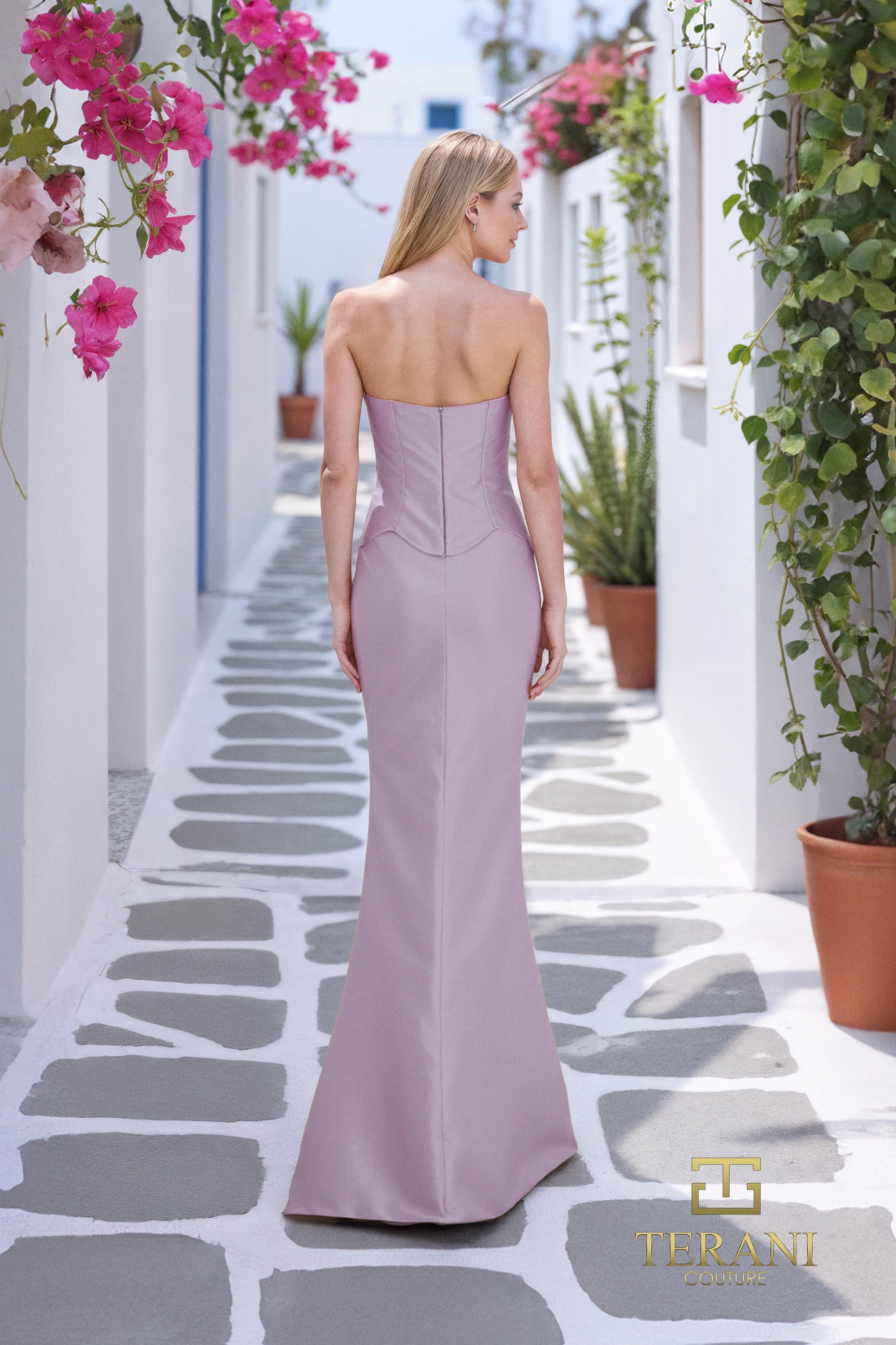 Terani Couture 261E6292 Elegant Strapless Sweetheart Corset Long Evening Mikado Dress
