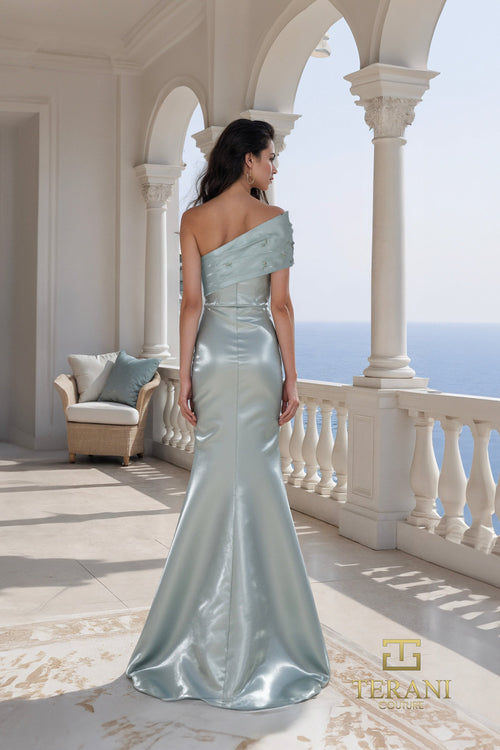 Terani Couture 261E6227 Sophisticated Off-Shoulder Mermaid Long Evening Beaded Dress