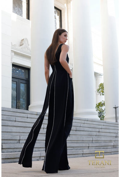 Terani Couture 261E6743 Sophisticated Elegant Evening Sleeveless Formal Crepe Jumpsuit