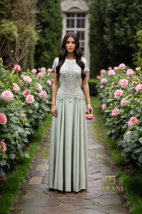 Terani Couture 261M6437 Elegant Formal A-Line Beaded Cap Sleeve Evening Chiffon Dress