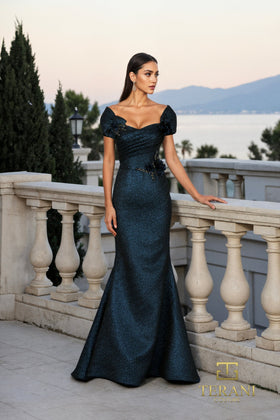Terani Couture 261M6449 Sophisticated Wedding Mermaid Evening Metallic Jacquard Dress