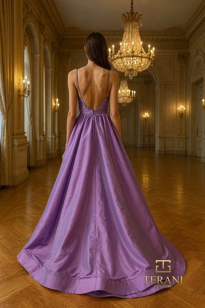 Terani Couture 261P6172 Elegant BallDress Ruffled Spaghetti Strap Formal Taffeta Dress