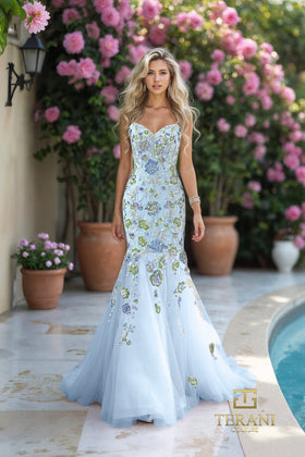 Terani Couture 261P6193 Sophisticated Strapless Sweetheart Formal Beaded Tulle Dress