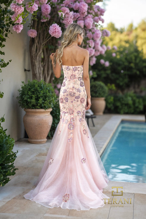 Terani Couture 261P6193 Sophisticated Strapless Sweetheart Formal Beaded Tulle Dress