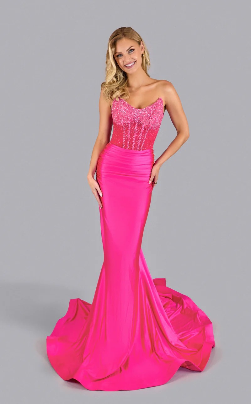 neon pink dresses After Dark Long Sleeve Sequin Mini Dress Cross Back Make This Dress Simply Lovely Strapless Sweetheart Mermaid Prom Formal