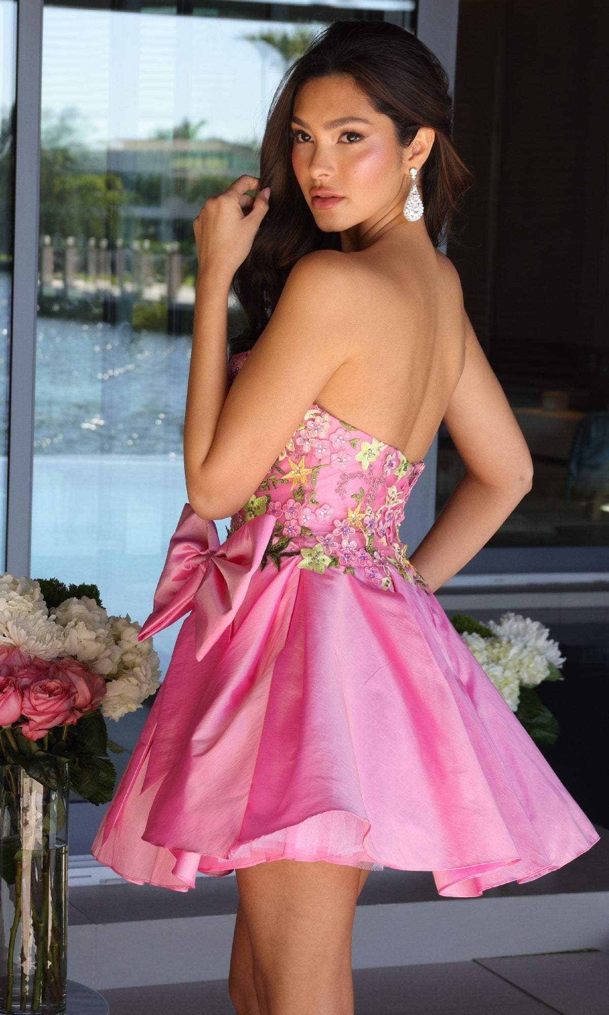 Ava Presley 26347 Floral Short A-Line Strapless Homecoming Dress