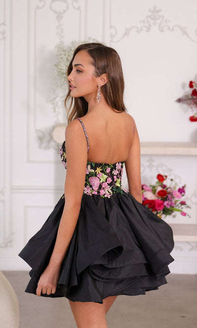 Ava Presley 26348 Floral Short A-Line Fitted Back Zipper Homecoming Dress