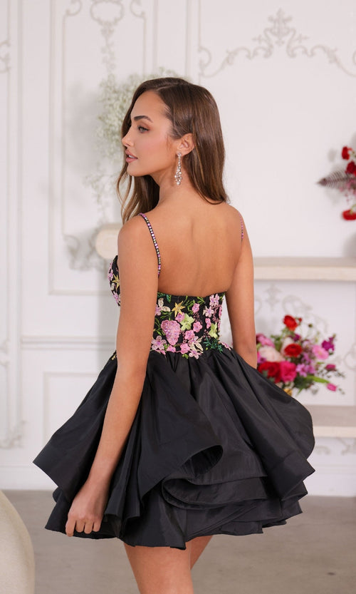 Ava Presley 26348 Floral Short A-Line Fitted Back Zipper Homecoming Dress