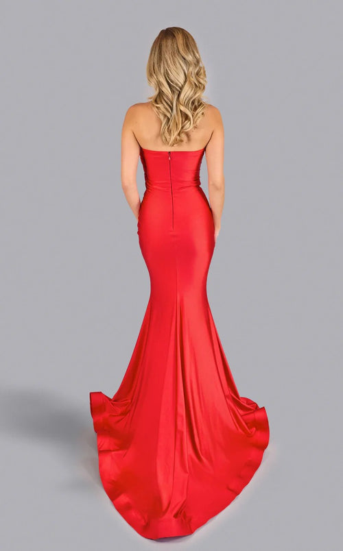 Jessica Angel JA2634 Strapless Mermaid Court Train Prom Formal Olive Jersey Dress