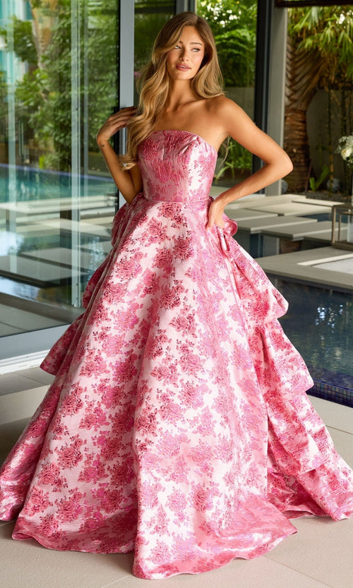 Ava Presley 26412 Classic Floral Long A-Line Strapless Dress