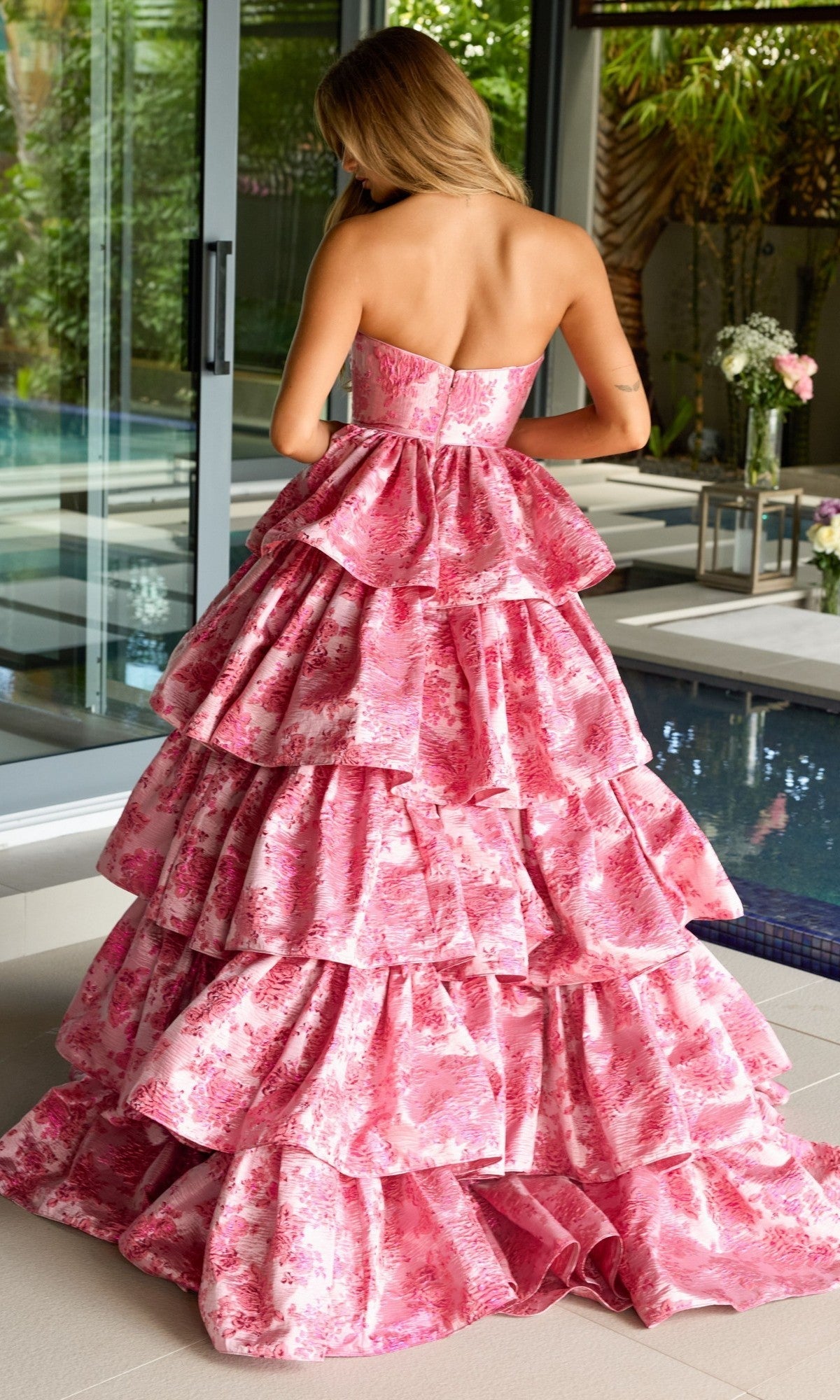 Ava Presley 26412 Classic Floral Long A-Line Strapless Dress