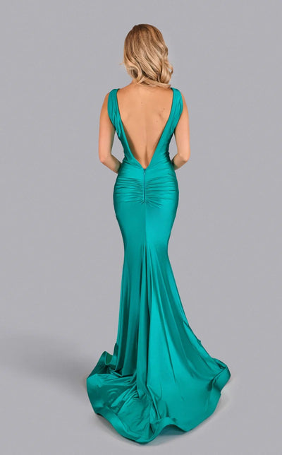 Jessica Angel JA2641 V-Neck Sleeveless Fitted High Slit Prom Formal Lace Dress