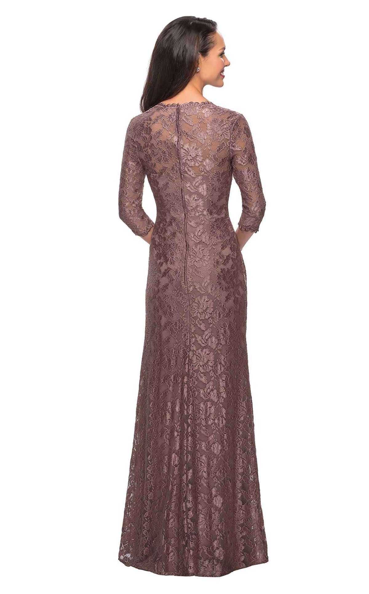 La Femme 26427C Lace Embroidered Slit Sweetheart Prom Dress