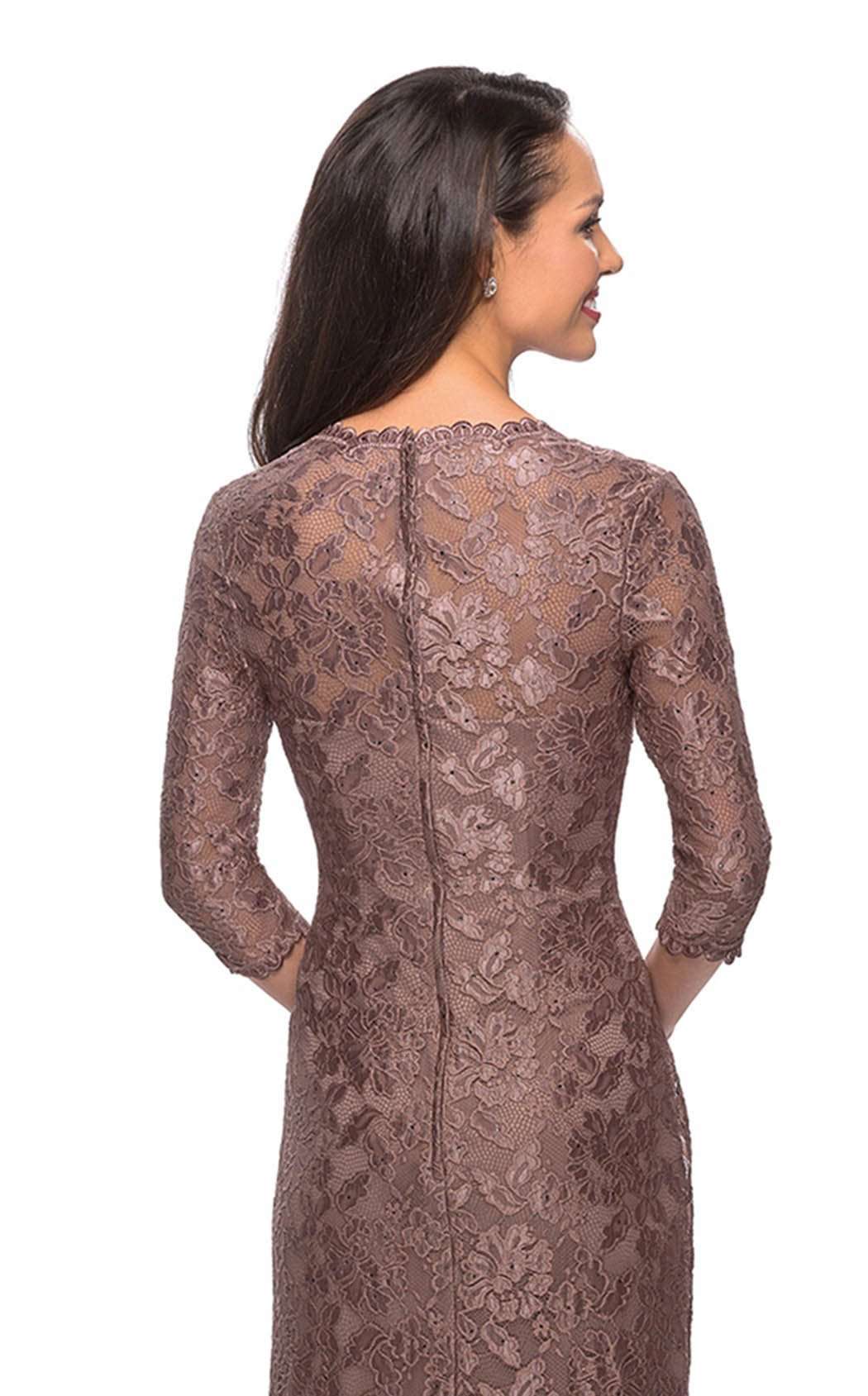 La Femme 26427C Lace Embroidered Slit Sweetheart Prom Dress