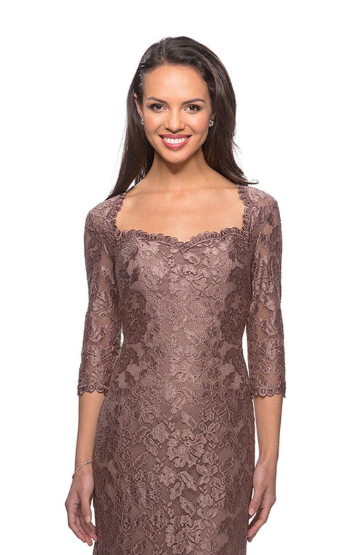 La Femme 26427C Lace Embroidered Slit Sweetheart Prom Dress