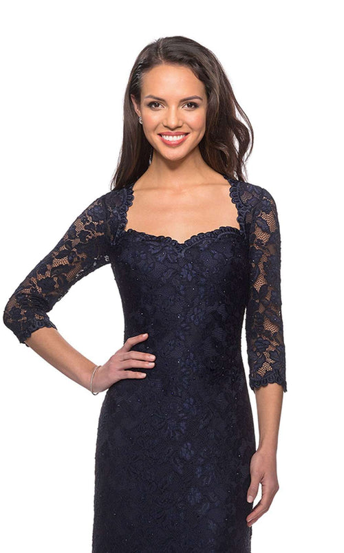 La Femme 26427C Lace Embroidered Slit Sweetheart Prom Dress
