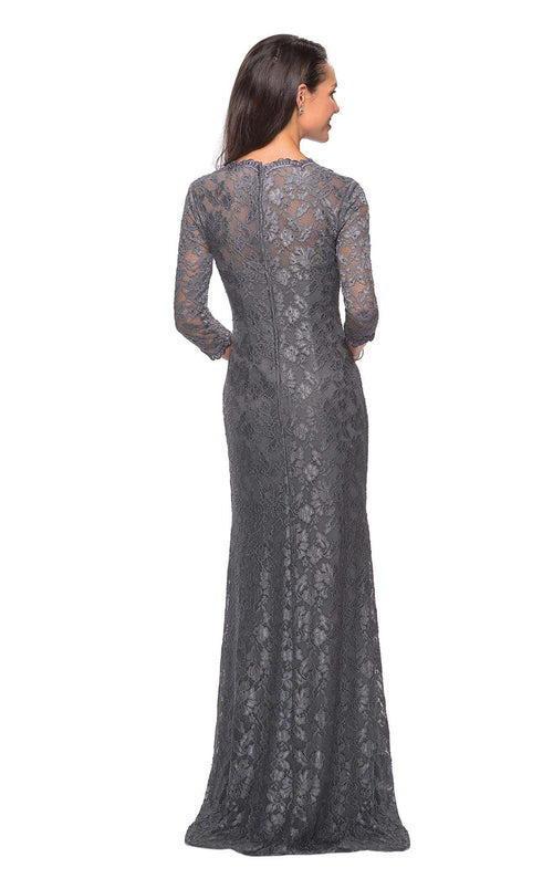La Femme 26427C Lace Embroidered Slit Sweetheart Prom Dress