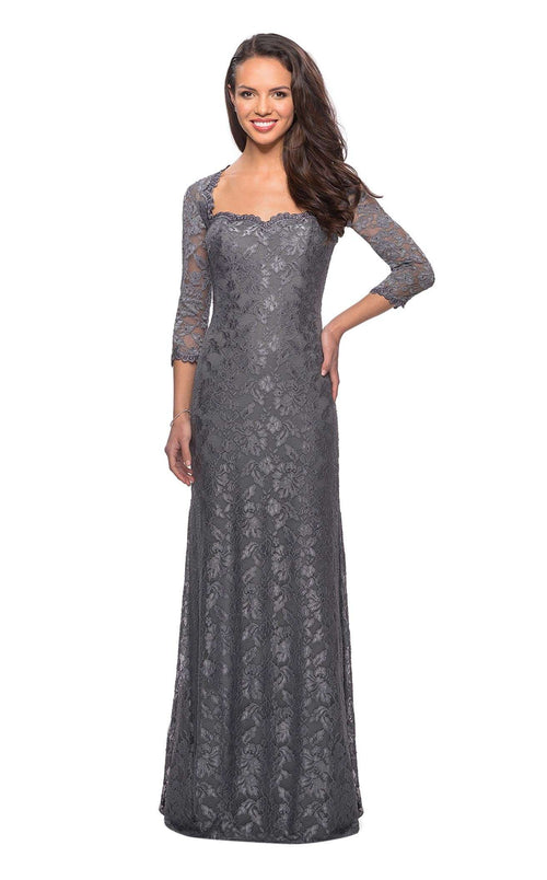 La Femme 26427C Lace Embroidered Slit Sweetheart Prom Dress