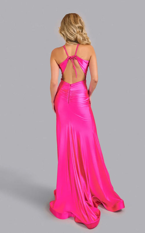 Jessica Angel JA2648 Halter Fitted High Slit Prom Formal Floor-Length Jersey Dress