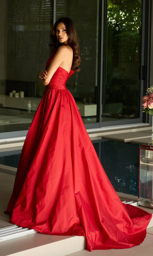 Ava Presley 26524 Floral Long A-Line One-Shoulder Back Zipper Ruched Prom Dress