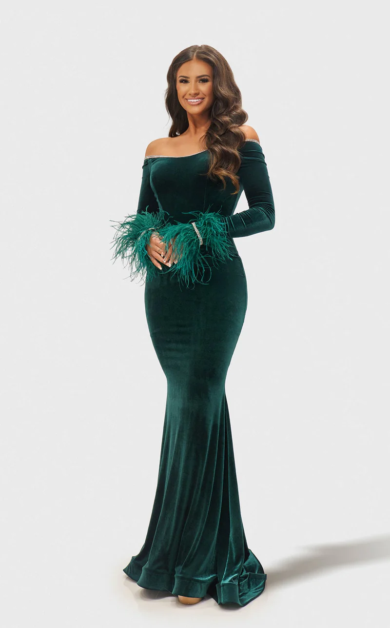 formal dress xxs Off-Shoulder Mermaid Evening Floor-Length Velvet Gown JA2668 by Jessica Angel elegant evening cocktail dresses