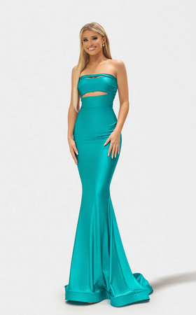 Jessica Angel JA2677 Strapless Mermaid Prom Formal Floor-Length Aqua Jersey Dress