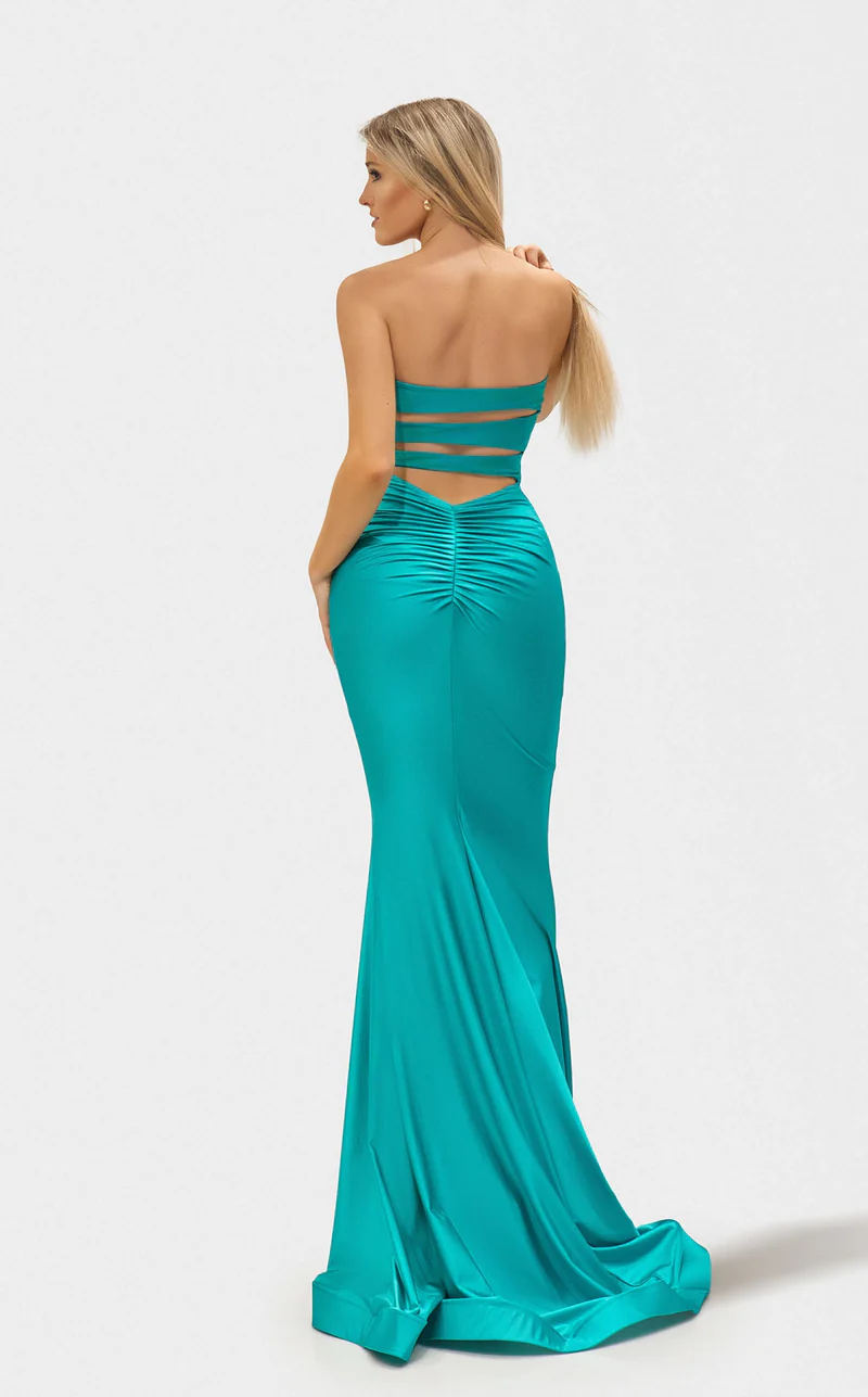 Jessica Angel JA2677 Strapless Mermaid Prom Formal Floor-Length Aqua Jersey Dress