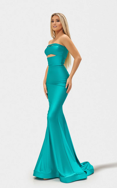 Jessica Angel JA2677 Strapless Mermaid Prom Formal Floor-Length Aqua Jersey Dress