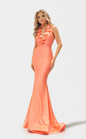 Jessica Angel JA2679 Halter V-Neck Mermaid Prom Formal Floor-Length Jersey Dress