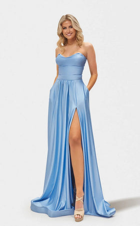 Jessica Angel JA2688 Strapless Sweetheart A-Line High Slit Prom Jersey Dress