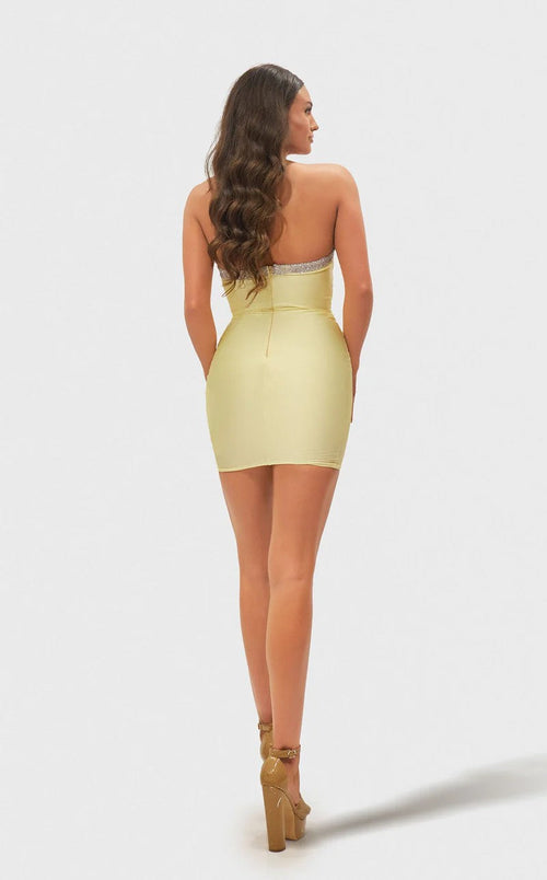 Jessica Angel JA2690 Strapless Sweetheart Sheath Mini Jersey Beaded Dress