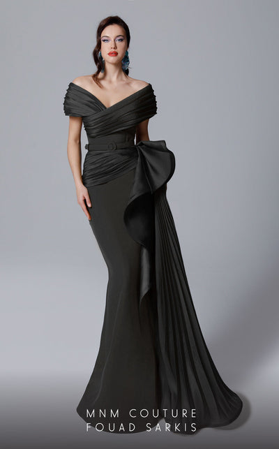 MNM Couture 2692 Olive Off-Shoulder Dress