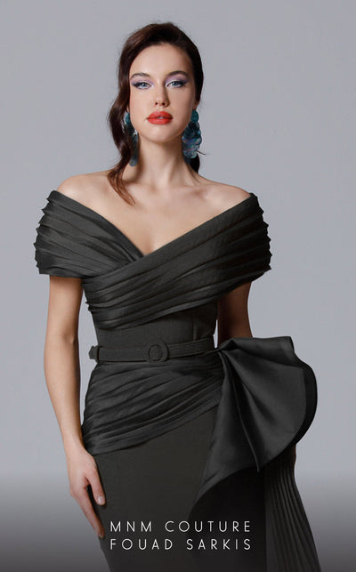 MNM Couture 2692 Olive Off-Shoulder Dress