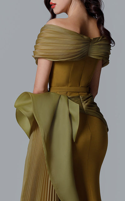 MNM Couture 2692 Olive Off-Shoulder Dress