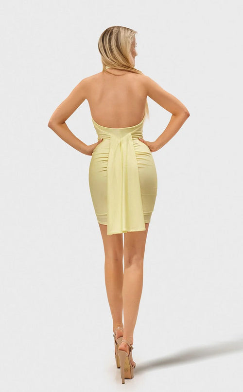 Jessica Angel JA2695 Halter Sweetheart Sheath Open Back Mini Jersey Dress