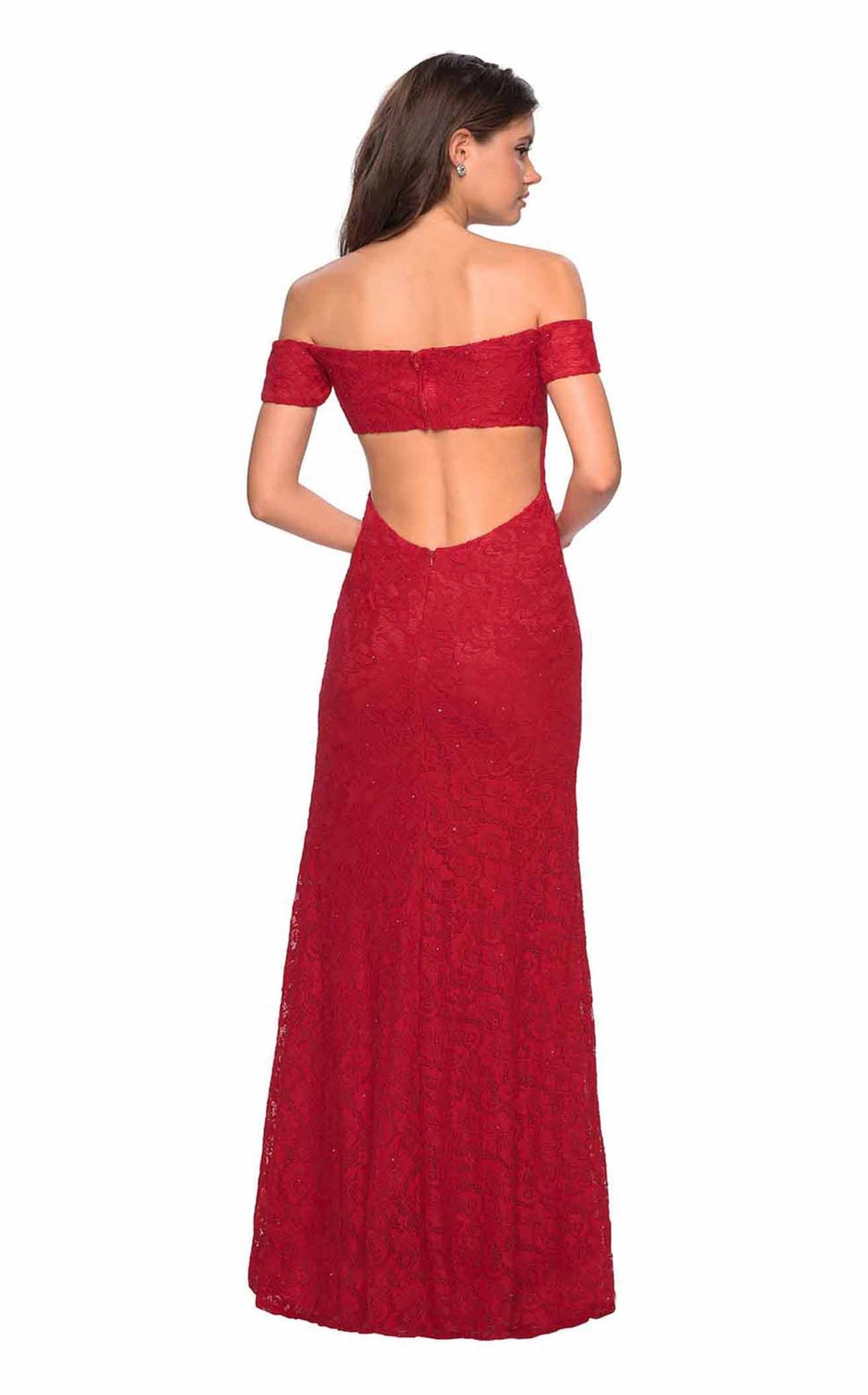 La Femme 26998C Lace Embroidered Slit Sweetheart Prom Dress