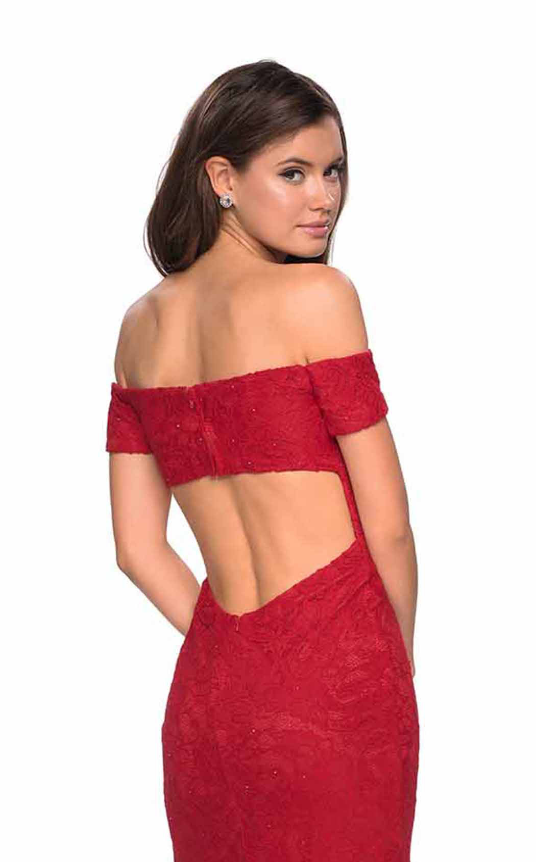 La Femme 26998C Lace Embroidered Slit Sweetheart Prom Dress