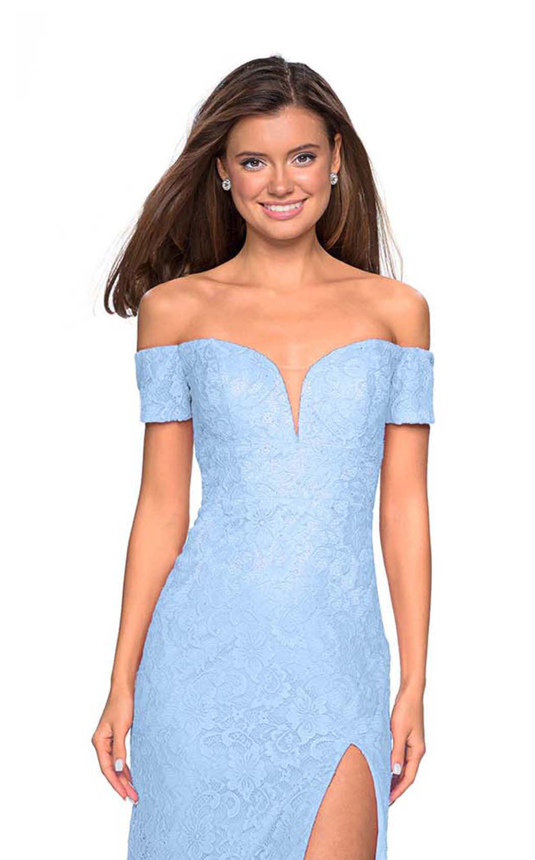 La Femme 26998C Lace Embroidered Slit Sweetheart Prom Dress