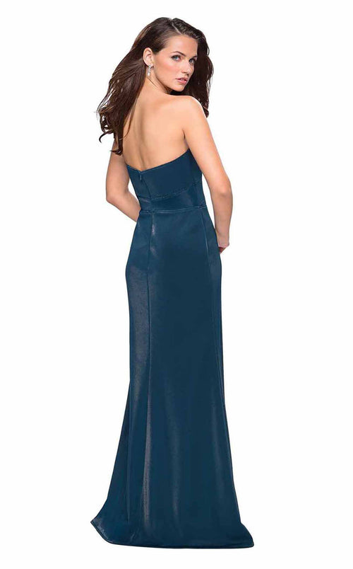 La Femme 27051C Jersey Slit Train Sweetheart Prom Dress