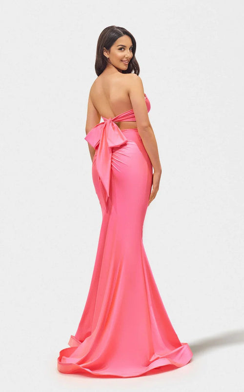 Jessica Angel JA2713 Strapless Fitted High Slit Prom Formal Jersey Dress
