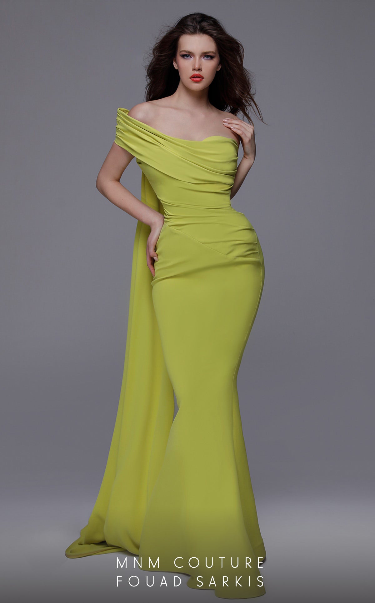 Fouad Sarkis 2718 Off-Shoulder Draped Mermaid Gown