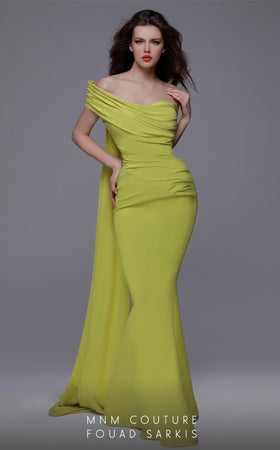Fouad Sarkis 2718 Off-Shoulder Draped Mermaid Gown