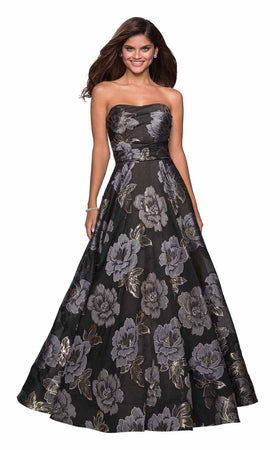 La Femme 27207C Ruched Slit Sweetheart Sleeveless Prom Dress