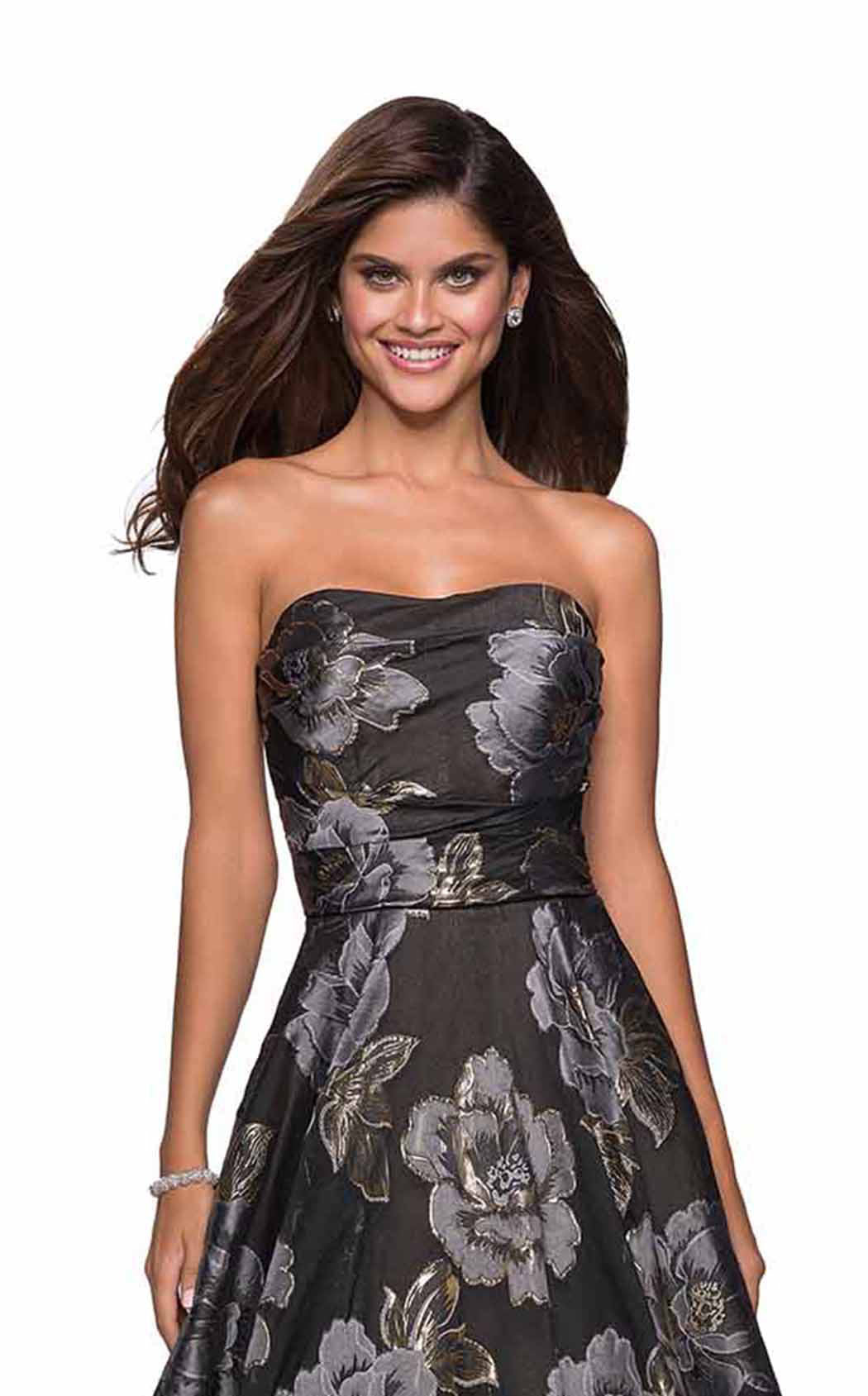 La Femme 27207C Ruched Slit Sweetheart Sleeveless Prom Dress